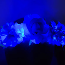 Light-Up LED Blue Flower Crown Hair Wreath Costume Accessory for Festival, Rave, Renaissance Faire, Halloween, Easter - Buy from FreebirdRevolution.com
