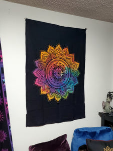 Raimbow Tie Dye Mandala Tapestry from Freebird Revolution - Mini Poster Size 30 x 40 inches 