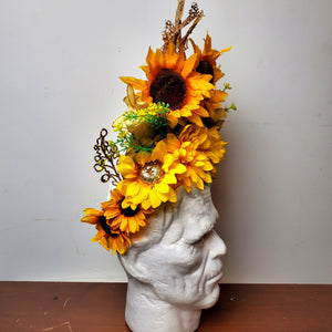 Sunflower Yellow Gold Floral Headpiece Crown Hat Headband Head Dress for Festival, Costume, Mardi Gras