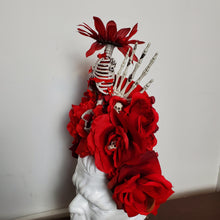 Red Skeleton LED Light Up Skull Bone Floral Goth Headpiece Crown Headband for Festival Costume