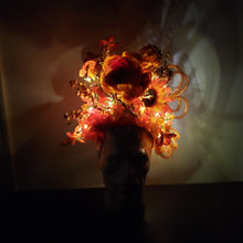 Orange LED Light-Up Glowing Floral Headpiece Crown Hat Headband Head Dress for Festival Costume