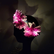 Pink or Purple Flower Crown Hair Wreath Headband Accesory LED Light-Up Dahlia