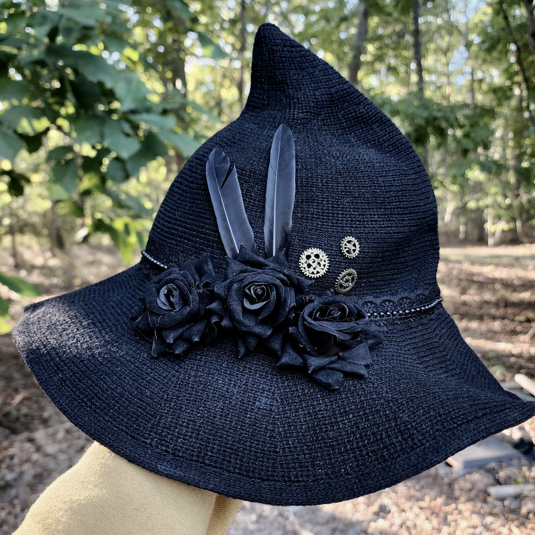 Knit Witch Hat – Soft & Comfortable Pointed Hat with Shapeable Wire Brim | Adult Sizes, Multiple Colors