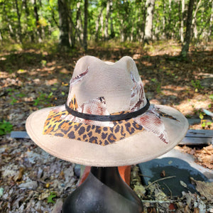 Animal Print Collage Cream Vegan Suede Hat Large