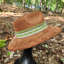 Skull & Floral Hand Painted Tan Vegan Suede Hat Large
