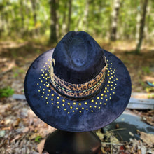 Golden Leopard Black Vegan Suede Hat Large