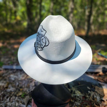 Traditional Tattoo Style White & Black Canvas Sun Hat Medium