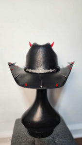 Jersey Devil Black & Red Spiked Cowboy Hat Large Y'allternative Western Goth