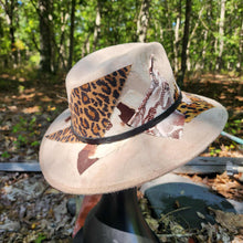 Animal Print Collage Cream Vegan Suede Hat Large