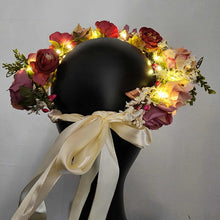 Midsummer Night Flower Crown – Adjustable Floral Headpiece with LED Lights