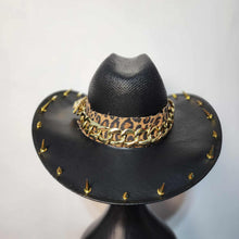 Gold Cheetah Spiked Cowboy Hat Y'allternative Western Goth Large
