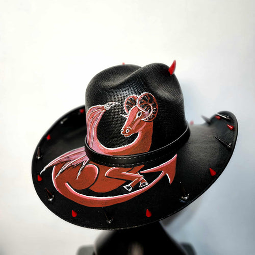 Jersey Devil Black & Red Spiked Cowboy Hat Large Y'allternative Western Goth