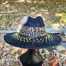 Golden Leopard Black Vegan Suede Hat Large