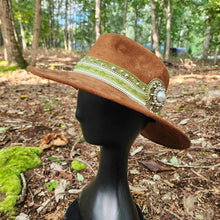 Skull & Floral Hand Painted Tan Vegan Suede Hat Large
