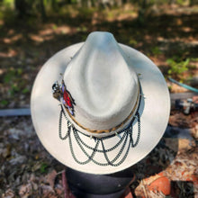 Rockstar Heart Black Layered Chain White Vegan Suede Hat XL