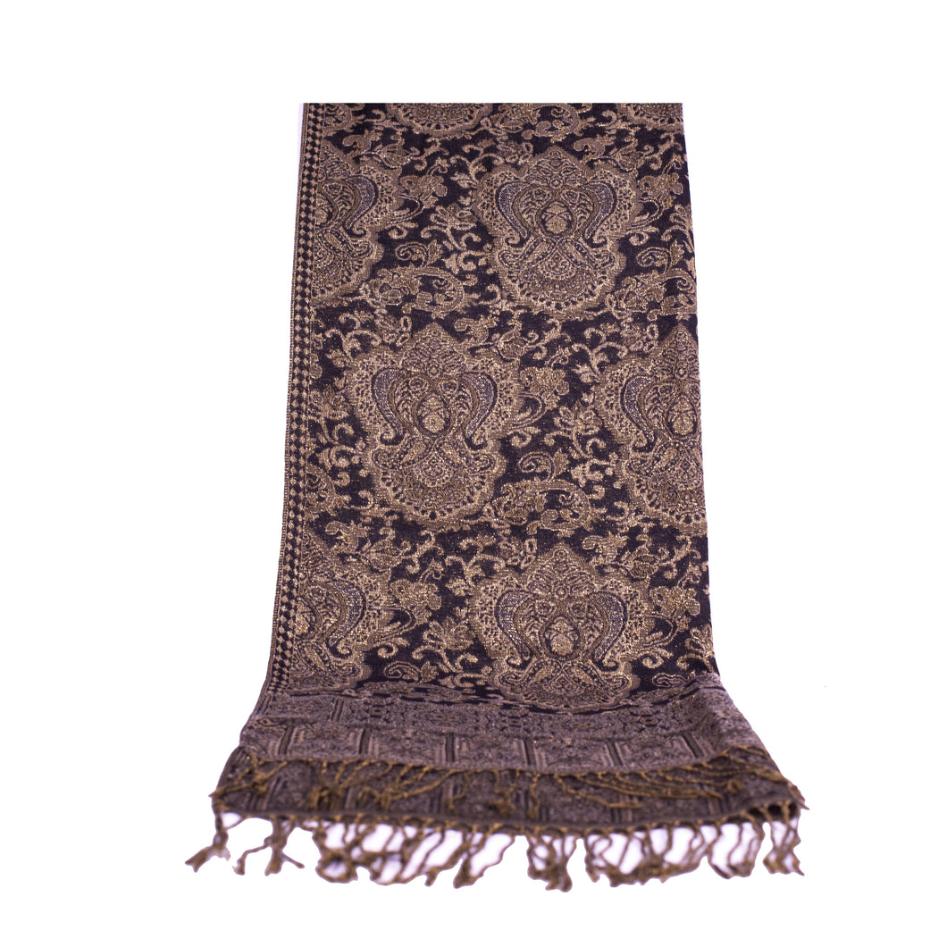 Black & Gold Shimmer Baroque Pashmina Scarf