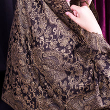 Black & Gold Shimmer Baroque Pashmina Scarf