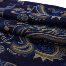 Deep Sea Blue Paisley Block Pashmina Scarf