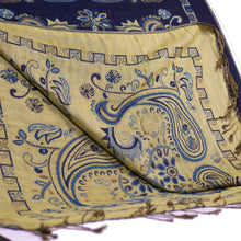 Deep Sea Blue Paisley Block Pashmina Scarf