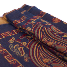 Navy Blue Paisley Block Pashmina Scarf