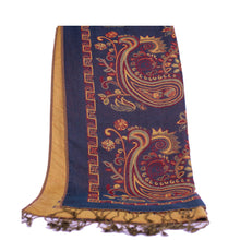 Navy Blue Paisley Block Pashmina Scarf