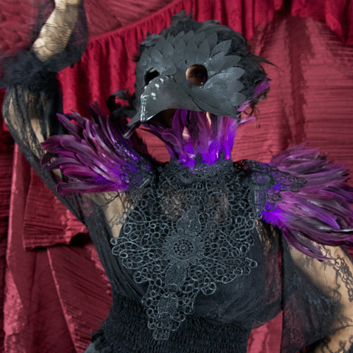 Raven Feather Lace Collar - Gothic Purple &  Black Costume Accessory