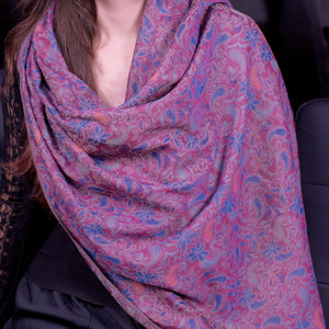 Purple Blue Pink Paisley Pashmina Scarf