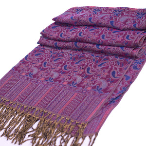 Purple Blue Pink Paisley Pashmina Scarf