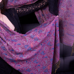 Purple Blue Pink Paisley Pashmina Scarf