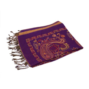 Purple Paisley Block Pashmina Scarf