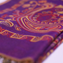 Purple Paisley Block Pashmina Scarf