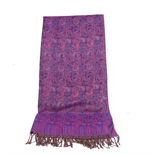 Purple Blue Pink Paisley Pashmina Scarf