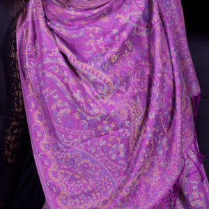 Spring Purple Pastel Paisley Block Pashmina Scarf