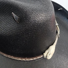Y'allternative Western Outlaw Gothic Fashion Large Cowboy Hat Black Hard Canvas with Bone White Snake Head Leather Band and Gunmetal Horns Skull and Spikes