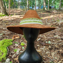 Skull & Floral Hand Painted Tan Vegan Suede Hat Large