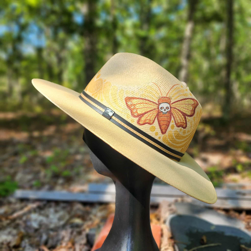 Golden Death's-head Hawkmoth Tan Canvas Sun Hat Medium