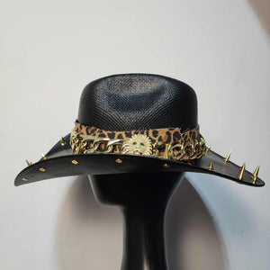 Gold Cheetah Spiked Cowboy Hat Y'allternative Western Goth Large