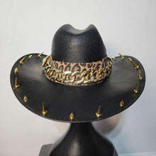 Gold Cheetah Spiked Cowboy Hat Y'allternative Western Goth Large