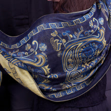 Deep Sea Blue Paisley Block Pashmina Scarf