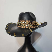 Gold Cheetah Spiked Cowboy Hat Y'allternative Western Goth Large