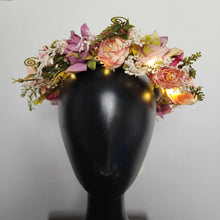 Midsummer Night Flower Crown – Adjustable Floral Headpiece with LED Lights
