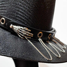 Gothic Bat Sun Hat with Chains and Bat Pentagram Buckle