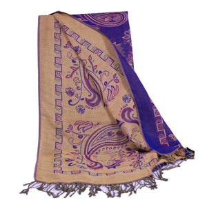 Indigo Paisley Block Pashmina Scarf