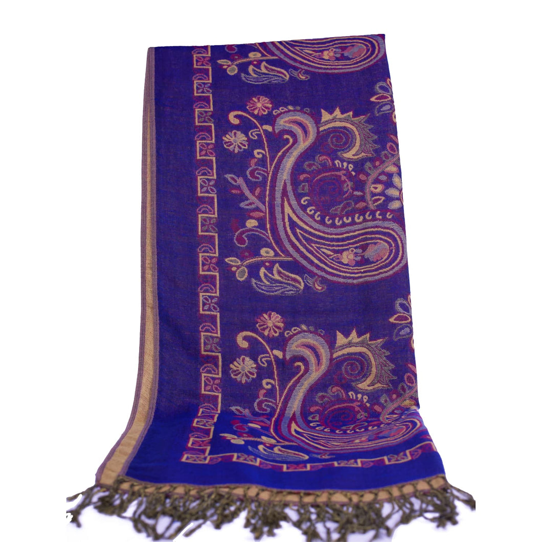 Indigo Paisley Block Pashmina Scarf