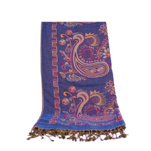 Night Blue Paisley Block Pashmina Scarf