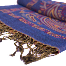 Night Blue Paisley Block Pashmina Scarf