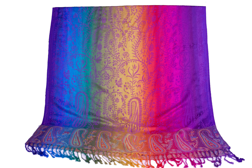 Rainbow Paisley Pashmina Scarf