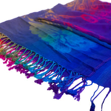 Rainbow Peacock Feathers Pashmina Scarf