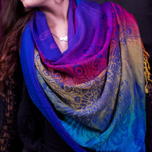 Rainbow Peacock Feathers Pashmina Scarf