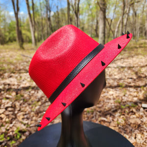 Red Goth Sun & Moon Skull Studded Sun Hat